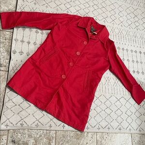 Red Eddie Bauer Cotton Trench Coat Size L